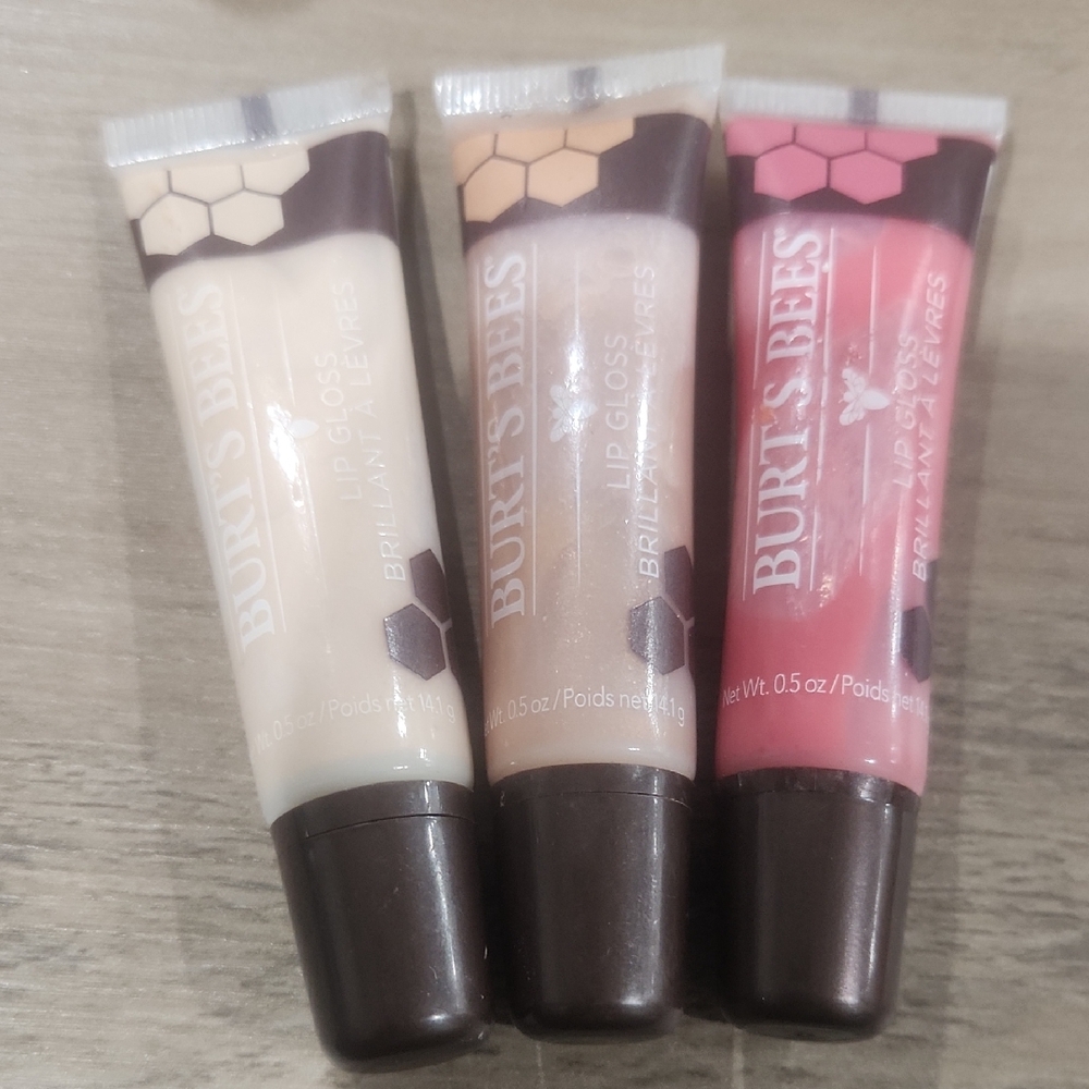 Burt's Bees Lip Gloss Set in Cream, Tan, and Pink